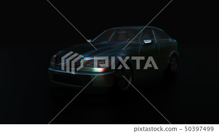 Modern sedan car on the dark background Modern sedan car on the dark background 50397499