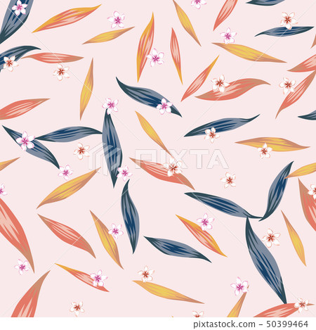 Abstract color seamless pattern flowers leaves 50399464