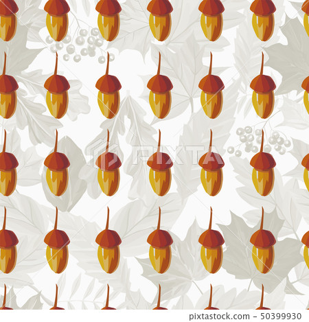 Hand drawn acorn seamless pattern autumn leaves - Stock Illustration ...