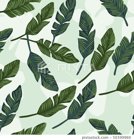 Banana leaves seamless on the butterfly background Banana leaves seamless on the butterfly background 50399960