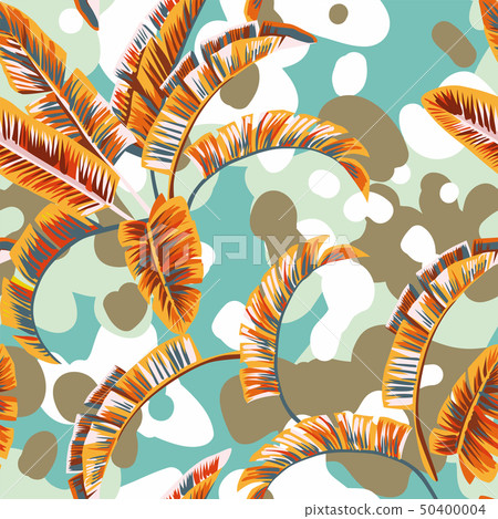 tropical plants leaves pastel background tropical plants leaves pastel background 50400004