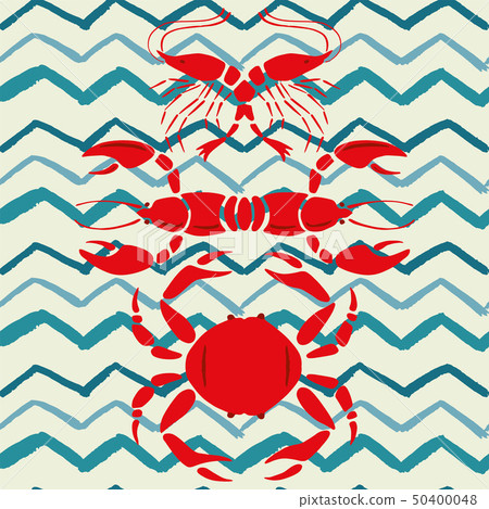 Mirror style lobster shrimp crab seamless zigzag 50400048