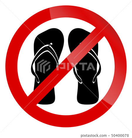 Banner ban symbol with crossed flip flops 50400078