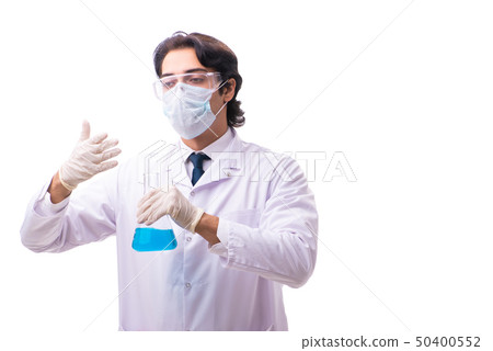 Young chemist isolated on white background Young chemist isolated on white background 50400552