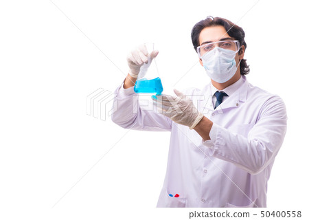 Young chemist isolated on white background  50400558