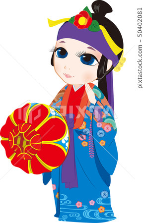 Ryukyu dance Ino summer festival Okinawa illustration 50402081