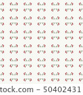 Seamless pattern of three cherry berries on twig 50402431