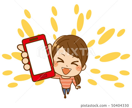 一個女人用智能手機02的鳥瞰圖 50404330