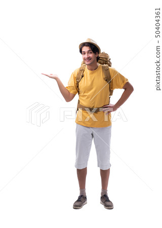 Young handsome tourist isolated on white  Young handsome tourist isolated on white  50404361