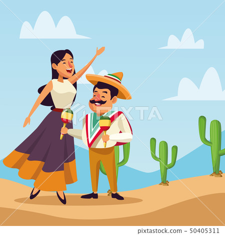 Mexicans celebrating in desert Mexicans celebrating in desert 50405311