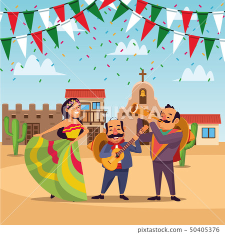 Mexicans Cinco De Mayo Cartoon Stock Illustration 50405376 Pixta