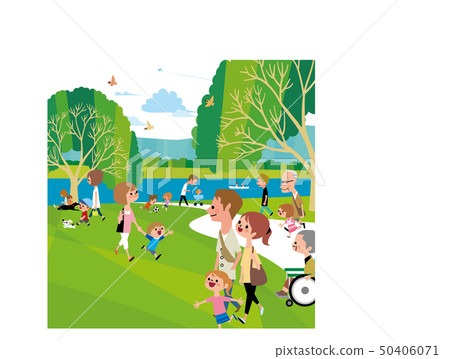 有池塘的公園 插圖素材 圖庫