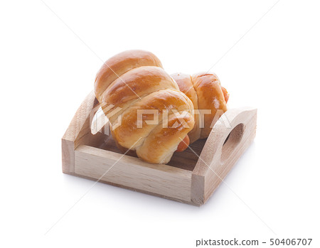 Sausage in dough .Isolated on white background Sausage in dough .Isolated on white background 50406707