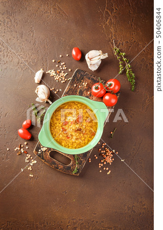 Lentil soup - Masoor Dal or Dal Tadka Curry Lentil soup - Masoor Dal or Dal Tadka Curry 50406844