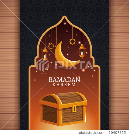 ramadan kareem with waning moon and islamic art 50407855