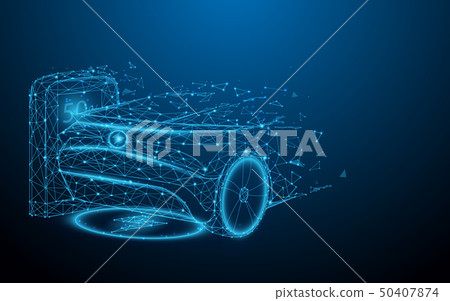 Electric car at charging station 50407874