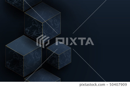 3D dark blue cubes and Marble texture 3D dark blue cubes and Marble texture 50407909