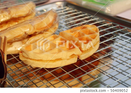 tasty sweet waffles in street food 50409052