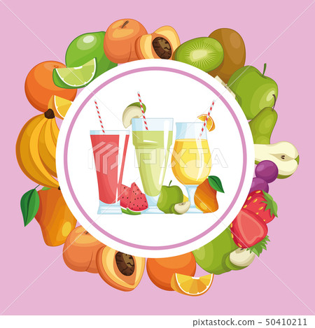 smoothies with fruit round frame smoothies with fruit round frame 50410211