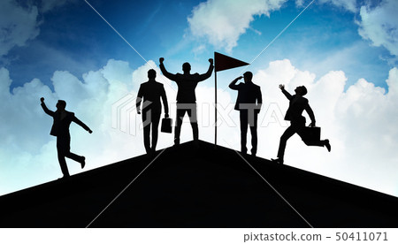 Businessmen in achievement and teamwork concept 50411071