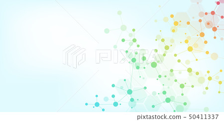 Abstract technology and innovation background with molecular structures and neural network 50411337