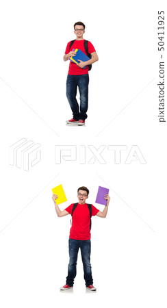 Young student with backpack isolated on white Young student with backpack isolated on white 50411925
