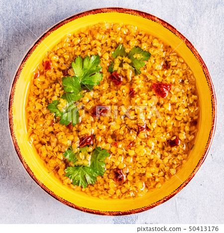 Lentil soup (Masoor Dal or Dal Tadka Curry) Lentil soup (Masoor Dal or Dal Tadka Curry) 50413176