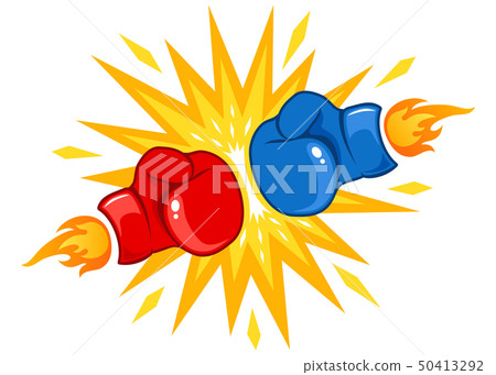 red and blue gloves with fire 50413292