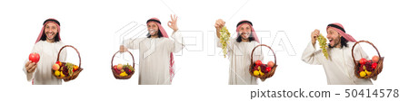 Arab man with fruits isolated on white Arab man with fruits isolated on white 50414578