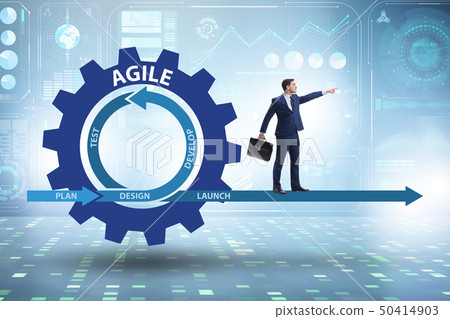 Businessman in agile methods concept 50414903