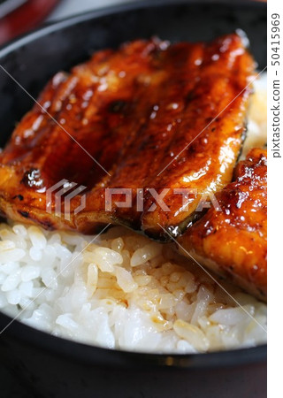 鰻魚 Kabayaki 特寫材料背景 Satsumasendai 市鹿兒島縣 鰻魚 Kabayaki 特寫材料背景 Satsumasendai 市鹿兒島縣 50415969