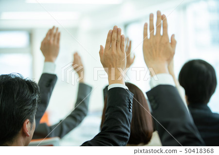 Raised hand business suit 50418368