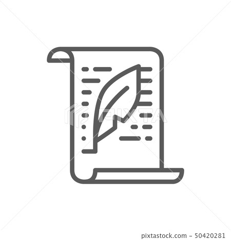 Letter, document, text, copywriting line icon. 50420281
