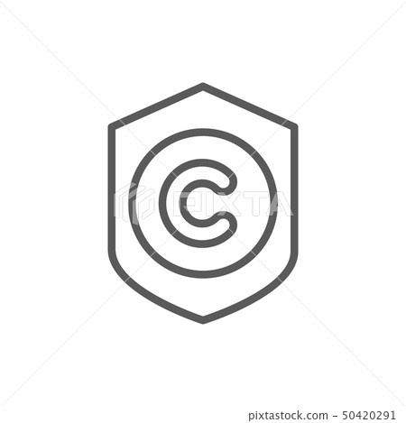 Protection copyright, authors mark line icon. 50420291