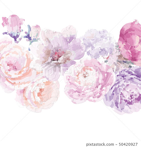 電腦繪製的抽象牡丹花玫瑰花花卉插畫 50420927