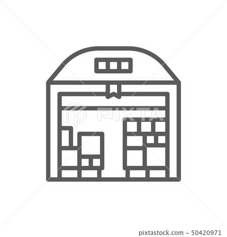 Warehouse with parcels line icon. Warehouse with parcels line icon. 50420971
