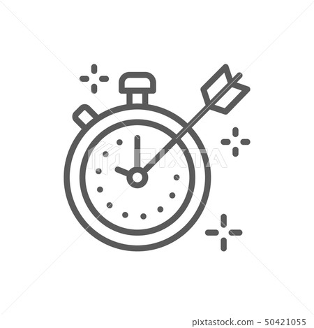 Stopwatch with marks and arrow line icon. - Stock Illustration ...