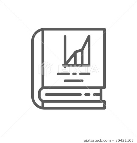 Book with graphs, accounting report, charts line icon. Book with graphs, accounting report, charts line icon. 50421105