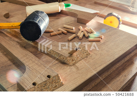 Carpentry workshop, work processes, tools and workpieces Carpentry workshop, work processes, tools and workpieces 50421688
