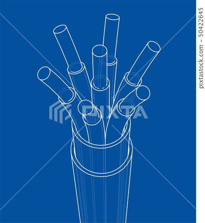 Seven-wire cable. Wire frame. Vector 50422645