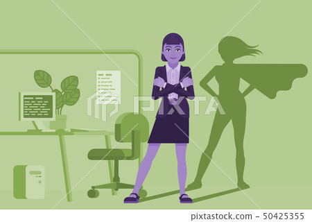 Business Woman Super Hero Shadow Office Mascot 50425355
