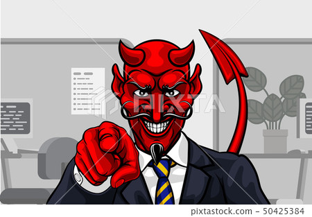 Devil Evil Businessman in Suit Pointing 50425384