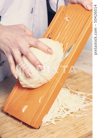 sliced cabbage on shredder sliced cabbage on shredder 50426014