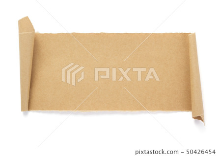 curved or scrolled paper isolated at whit 50426454