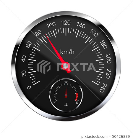 Realistic illustration of black metal speedometer Realistic illustration of black metal speedometer 50426889