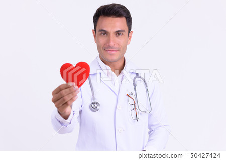 Young handsome Hispanic man doctor as cardiologist Young handsome Hispanic man doctor as cardiologist 50427424