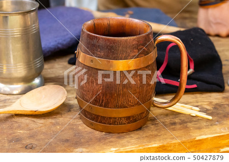 set beer steam mugs wooden iron spoon wooden pub 50427879