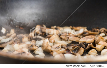 Fried mushrooms in a pan food ingredient 50428062