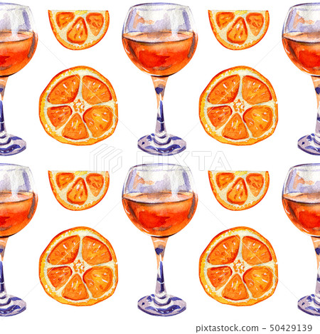 Seamless pattern with glasses of orange juice. Seamless pattern with glasses of orange juice. 50429139