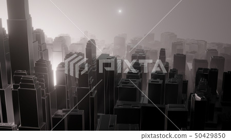 City in fog. Air pollution 50429850